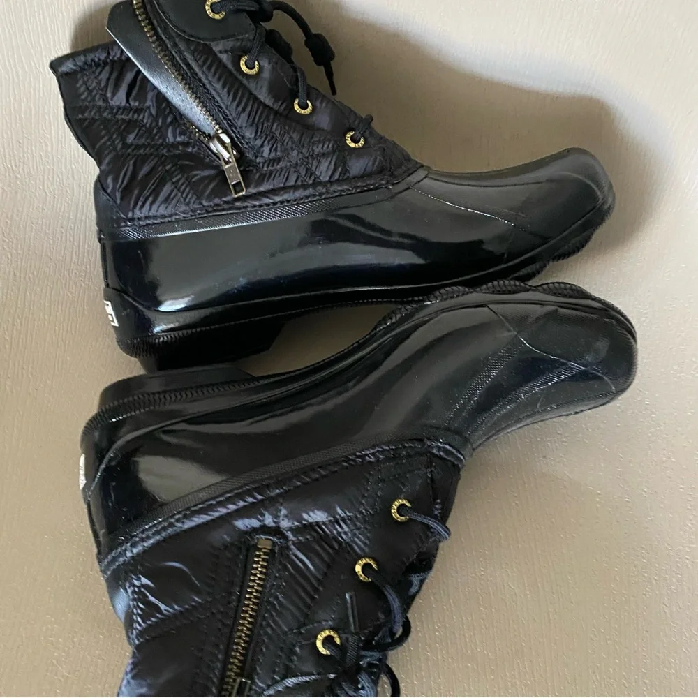 Sperry Syren Gulf Quilted zip-up Nylon Duck Boots Black 10 M Women waterproof